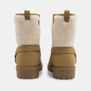 حذاء بوت مبطن بالفرو بلون البيج للفتيات